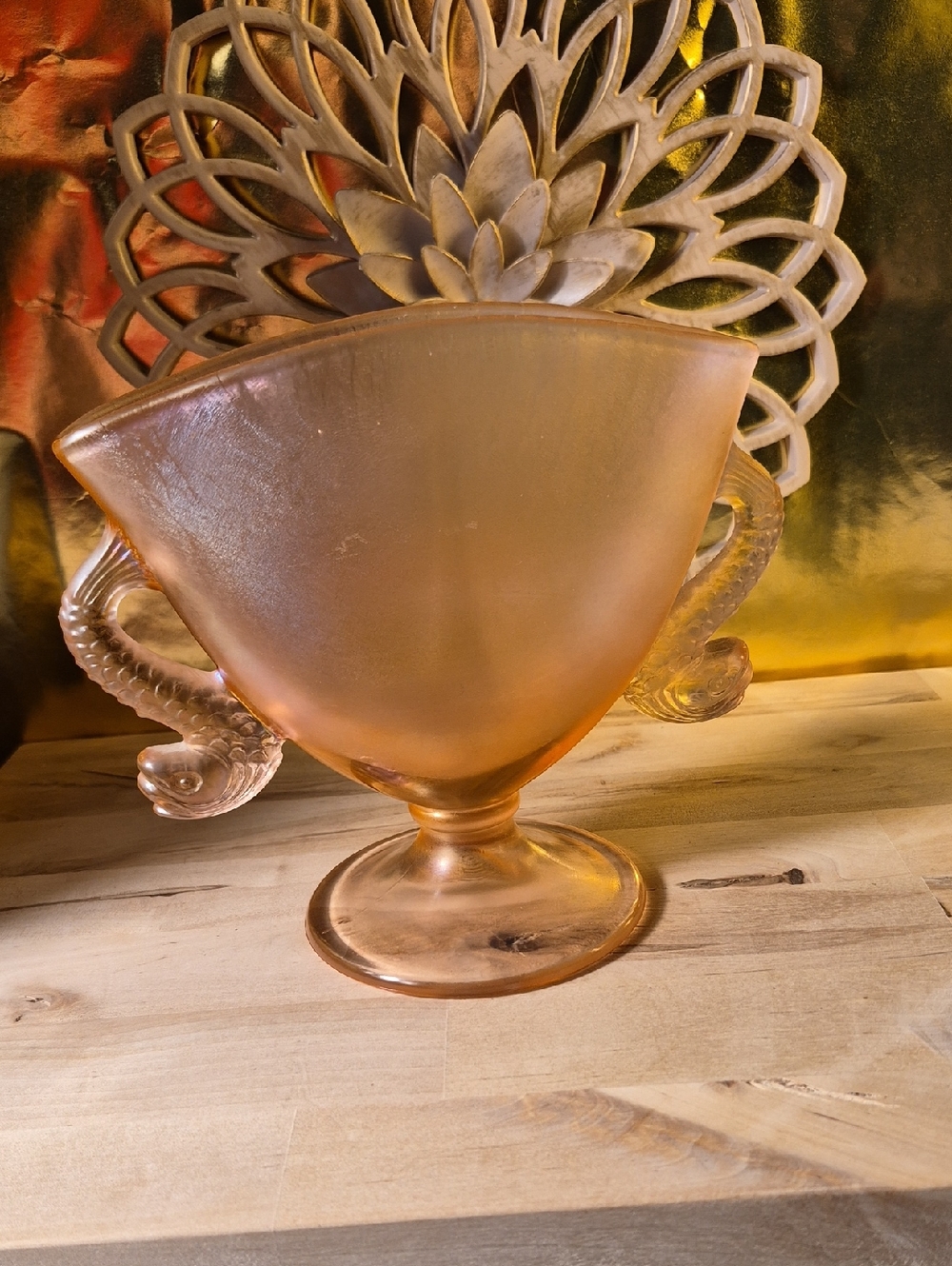 Fenton Circa 1920 Koi Vase Pink/ Peachy Toned With Charistic Iridesence. Lovely
